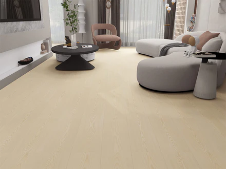 Bahan SPC Flooring offers a practical flooring option for residential and commercial interiors with a clean, modern appearance.